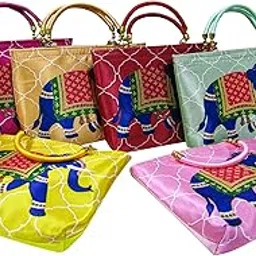 purple pink Purple Royal Elpehant Printed Purses For Wedding Return Gift Women Wholesale Bridal Giveaways potli Bag With Zipper For Ladies Baby Shower Shagun Purse Gifting Haldi Mehandi-picture-57