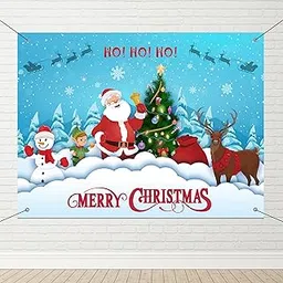 1iAM Christmas Decoration Flex 4x3ft | Pack of 6 - Merry Christmas Printed Flex Backdrop with Hooks & Ring Ribbon | Ideal for Home, Office, Shop & Party Wall Decor for 25th December Celebration-picture-11