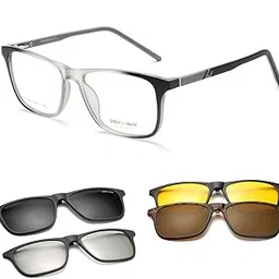 grey jack Square Clip on Sunglasses with 3D Polarized Lens,TR90 Frame and 4PCS Magnetic Lens Spectacle Frame for Myopic Men Women TR6049-picture-52