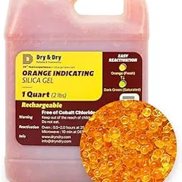 Dry & Dry 1 Quart Orange Premium Desiccant Indicating Silica Gel Beads(Industry Standard 2-4 mm) - 2 LBS Reusable-picture-46