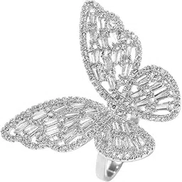 jewels galaxy Jewellery For Women Rose Gold Plated Butterfly inspired Stone Studded Finger Ring-picture-23