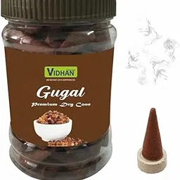 V, VIDHAN Dhoop Cones Guggal Premium Jar 100Gm | No Bamboo | No Charcoal | Dhoop Batti | Pooja Dhoop Cone | (Guggal)-picture-27