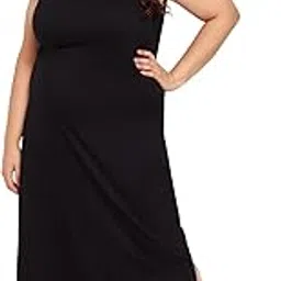 wild u Women Plus Size Bodycon Side Slit Western Long Stylish Latest Dress (Black, Size : 2XL-8XL)-picture-17