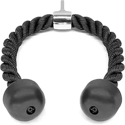 JTC Tricep Rope Pull Down Fitness Cable Attachment with Stainless Steel Snap Hook- Lats, Biceps, Triceps, Gym or Home - 27" | 13.3" inch Tricep Rope - Black (Rope Pull Down Fitness Cable Attachment)-picture-30