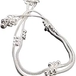 afj gold Silver Plated Brass Stylish Thin Size Anklets Kolusu Payal ghungroo for Women and Girls-picture-37