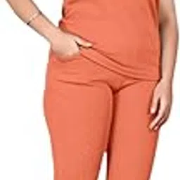 Women’s Premium Cotton Blend Casual Wear Set with Comfortable Short Sleeve Top, Slim Fit Bottoms & Functional Side Pockets.-picture-56