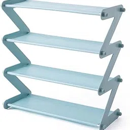 Yindella Home Storage Rack (Shoe Rack-Blue) 4-Layer DIY Blue Free Standing Metal Shoe Shelf Compact Multi-functional Free Standing Shoe Shelf Storage-picture-42