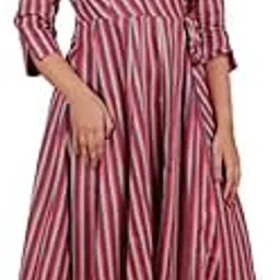 aramya Multicolor Anarkali Kurta for Women | Linen Kurta for Ladies | Chevron Print Women's Kurta | Women Kurta for Office or Casual Wear | Available in Plus Size, 3 XL to 10 XL-picture-18