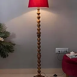 Buy from LUXEHANDMADE Crafts Red Cotton Drum Designer Fashionable Carving Floor Lamp for Home Decor (Red, Medium)-picture-16