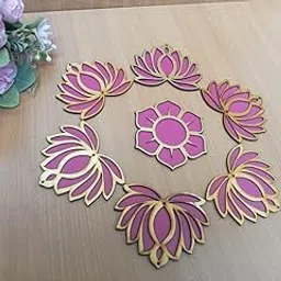 The Piku Cart MDF Lotus Cut Outs for Decorations, Festival Gift, Wall Decorations Size - 4inch Thickness 2.5 (Set of 7 Pcs.) (Pink)-image-63