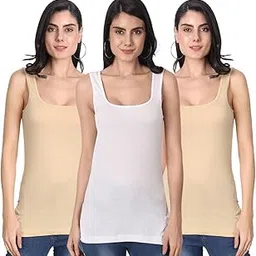 Women's Regular Fit Sleeveless Cotton Camisole Spaghetti, Combo Pack of 3 Camisole Tops 02-picture-19