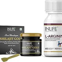 INLIFE Vitality Health Combo – Shilajit Gold Resin & L-Arginine Capsules | Ayurvedic Herbs & Amino Acid | Vegetarian Friendly.-picture-61