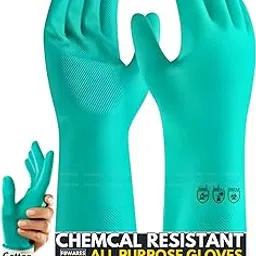 F8WARES 13 Inch Long Nitrile Rubber Gloves For Chemical Use - Hand Gloves For Bathroom Cleaning - Hand Gloves For Washing Utensils - Washing Gloves For Kitchen Tools & Cleaning Supplies ,1 Pair image 1