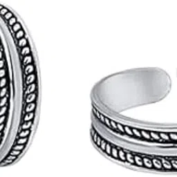 raajraani Pure 925 Sterling Silver Toe Ring for Women | Bonded Toe Ring | Oxidised Finish, No Stone | Gift for Her (3.5 gms)-picture-12