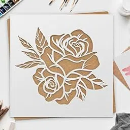 Rose Stencil | DIY Stencils for Artistic Projects | Floral Design | 10x10 Inch Flower Stencil-picture-28