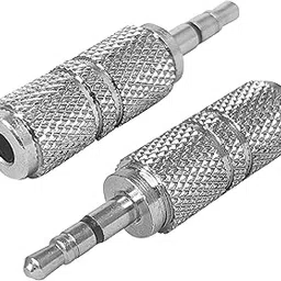 MX 3.5 mm Male to Female Mini Audio Jack Connector for Earphones, Headphones, Aux Extension ep Connector 3.5 mm Audio Adapter, Metal Female to Male Jack Silver (1-Pack) image 1