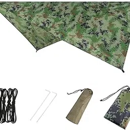 Azarxis Hammock Camping Tarp Rain Fly, Waterproof Tent Footprint Shelter Canopy Sunshade Cloth Picnic Mat for Outdoor Awning Hiking Beach Backpacking - Included Guy Lines & Stakes-image-59