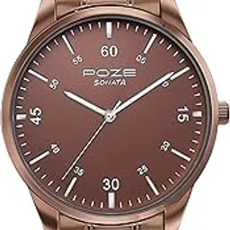 Poze Quartz Analog Brown Dial Metal Strap Watch for Men-image-81