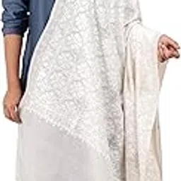 naureen Women Pashmina Blend Shawl, Aari Embroidery with Shimmering Crystals, Warm and Soft, 40x80 inches-picture-29