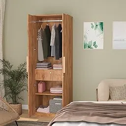 Furniva Vault 2 Door Wooden Wardrobe with Hidden Space for Bedroom | Clothes Cupboard with 1 Hanging Rod & 3 Shelves | Engineered Wood | Natural Finish | DIY Assembly-image-58