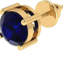 diamtrendz Single Stud For Men & Boys | Gold Plated Pure 925 Sterling Silver Earring | 6mm X 6mm Round Shaped Gemstone Single Screwback Stud | Gift for Men & Boys | Model ERSMY00935-picture-42