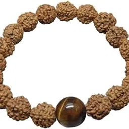 Arihant Gems and Jewels® 5 Mukhi Indonesia Rudraksha Bracelet with Tiger Eye Bead – Natural & Certified | Astrological Gemstone for Positive Effects | Unisex Design for Men & Women-image-98
