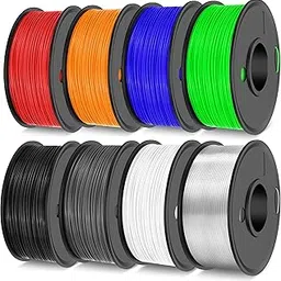 TECBEARS TPU Filament 1.75mm, 95A 3D Printer Filament, Flexible TPU Filament for Fast Printing, 250G Spool, 8 Rolls, 2KG in Total, Black+White+Transparent+Grey+Red+Blue+Green+Orange-picture-13