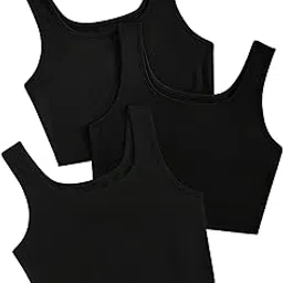 keri perry Women's Knitted Sleeveless Solid Black Sqaure Neck Ribbed Tank & Crop Tops (Pack of 3 (Three))-picture-39
