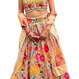ag clothing Women's Georgette Semi Stitched Lehenga Choli With Dupatta | Thread And Sequin Embroidery Pattern | Traditional, Wedding, Ethnic Wear Lehenga (AD-324ind-Beige)-picture-24