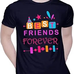 creativit Graphic Printed T-Shirt for Unisex Best Friends Forever Tshirt | Casual Half Sleeve Round Neck T-Shirt | 100% Cotton | D00589-3 image 1