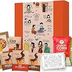 Tiggle Diwali Gift Hamper | Assorted Hot & Iced Chocolates, Soft-Baked Cookie, Crunchy Corn, Millet Namkeen & Festive Postcards | Premium Diwali Gift box for Family, Friends & Employees-picture-30