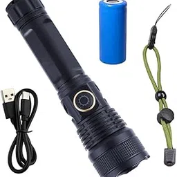 80W LED Fast Charging Rechargeable zoomable Heavy Duty Flashlight Torch(Black)-picture-22