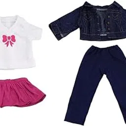 Fashion My Day 2xT-Shirt Jeans Top Skirt Trousers Outfits Clothes for 18'' Girl Doll | Modern | Clothes & Accessories | Dolls-picture-21