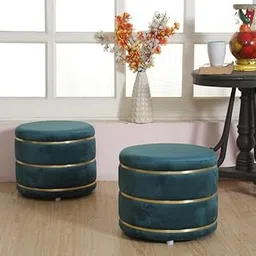 Smartkart Ottoman pouffe Stool for Living Room Small Kids Stool for Baby Study Table Stool for Child Kids Puffy Room Wooden Stools Combo, 14x12 Inch, Seagreen-image-17