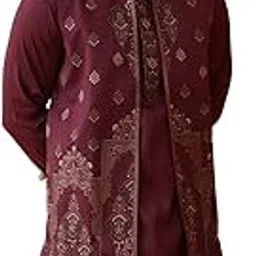 jompers Embroidered Waistcoat & Solid Kurta Pyjama For Men-picture-50
