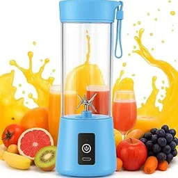 "Portable Electric Juicer Blender for Fruits & Vegetables | USB Rechargeable Smoothie Maker | Travel Friendly Mini Mixer Grinder Bottle | Personal Fruit Juice Maker for Home, Office & Outdoor" (blue)-image-95