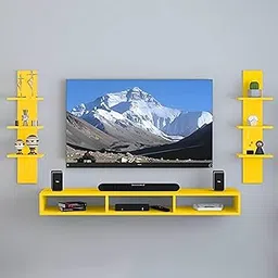Engineered Wood TV Unit for Living Room | Entertainment Cabinet with Storage | Modern Wooden TV Stand |(Ideal for 32-40 Inch) (Yellow)-picture-42
