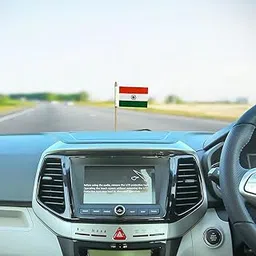 Single Stand Khadi Tiranga/Tricolour Flag For Car Dashboard | Luv My India 3x2 Inches Indian National Flag With Metal Stand-image-11