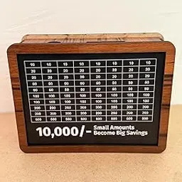 Wooden Piggy Bank for Kids & Adults, Coin Box with Carved Design, Savings Box, Mini Bank, Donation Box, Smart Money Box, Wooden Coin Box, Money Saver, Piggy Bank with Number image 1