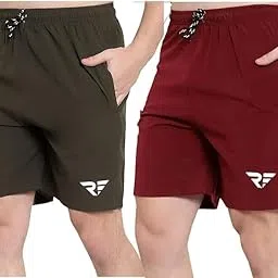 red-fost Men’s Polyester Knee Length Shorts | Regular Fit Sportswear Shorts for Gym and Workout | Lightweight Quick Dry Fabric with Elastic Waistband and Side Pockets, Pack of 2-picture-17