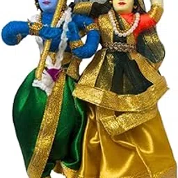SIMPLE DAYS Radha Krishna Decorative Bride and Groom Dolls - Multicolour (9 Inches)-picture-34
