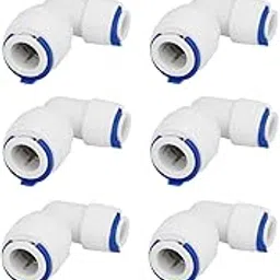 KRPLUS RO Spares 1/4 Inch by 3/8 Inch Quick Connect Push Fit Elbow Connector RO Pipe Jointer Fitting Reducer, White (Pack of 10)-image-4