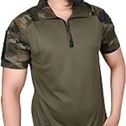 Camouflage Print Tactical Shirt for Men, Zipper Front-picture-12