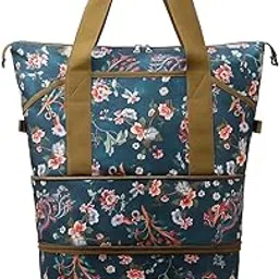 samrukzone SRZ Nylon Duffle Bags/Convertible Travel Luggage with Wheels/Waterproof Traveling Bag for Clothes,Foldable - Extendable Waterproof, Trolley Bag for Traveling Detachable Wheels (Flowers) image 1