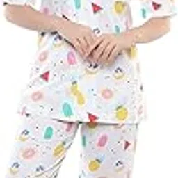 panchayati mausi Unisex Printed White Night Suit Pyjama Set-picture-48