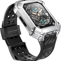 SUPCASE Unicorn Beetle Pro XT Case with Band for Apple Watch Series 8/7/6/5/4/SE [45/44mm], Metal Rugged Case with Flexible Strap Bands (Silver)-picture-25