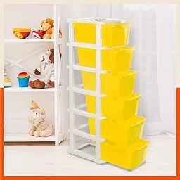 Bathla STOMO 6XL Drawers Multi-purpose Modular Storage for Home, Kitchen & Office | Easy to Move with Trolley Wheels | Chest of Drawers | Yellow (Plastic)-image-35