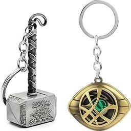 zyzta Combo of Doctor Strange Eye of Agamotto Keychain & Thor Hammer/Mjolnir Key chain Keyring(Pack of 2) | Metal-picture-14