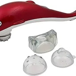 EndZone Dolphin Handheld Massager with Vibration, Magnetic, Far Infrared Therapy to Aid in Pain and Stress Relief For Men and Women big size power source from directly to Plug in(Red)-picture-35