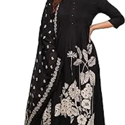 gosriki Women’s Viscose Anarkali Kurta Set with Dupatta | Anarkali Suit for Women Cotton | Kurta Palazzo Dupatta Set | 3 Piece Ethnic Wear for Festival & Party | Anarkali Suit for Women-picture-14